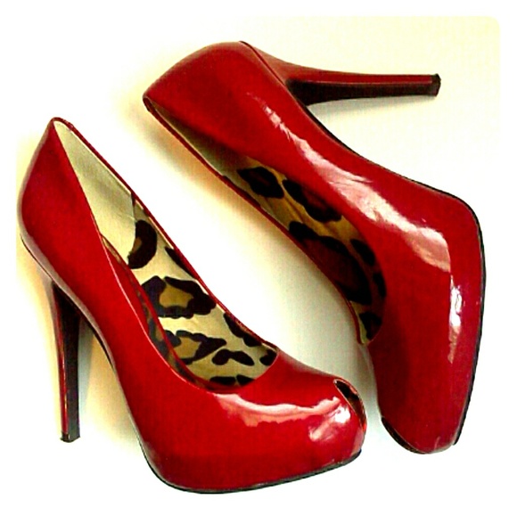 jessica simpson red peep toe heels